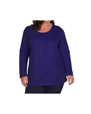 On The Plus Side Jersey Long Sleeve U-Neck Tee - Blue