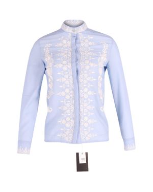 Vilshenko Embroidered Mock Neck Shirt - Blue