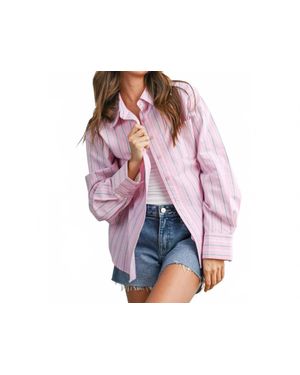 Buttermelon Striped Long-Sleeve Button-Up Shirt - Pink