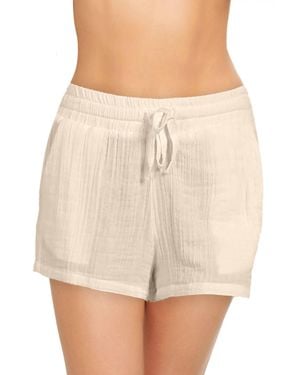 Elan Joyce Elastic Waistband Tie Shorts - Natural