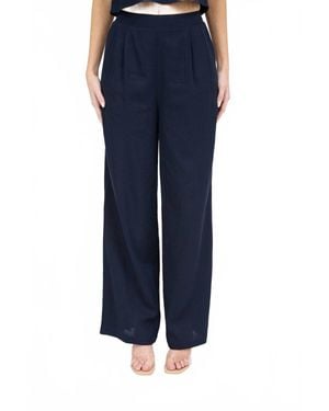 The Workshop Studio High Waisted Front Pleat Pants - Blue