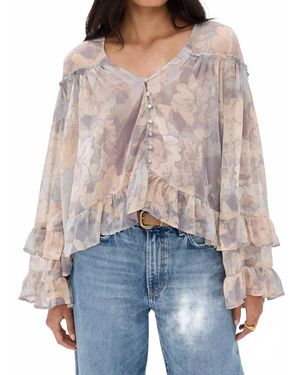 Free People Day Dreaming Blouse Top - Gray