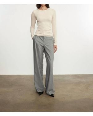 Enza Costa Silk Rib Long Sleeves Crewneck Top - Gray