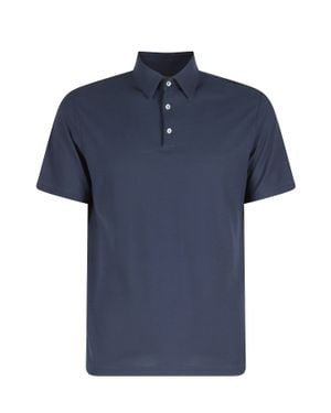 Zanone Classic Short Sleeve Side Slit Cotton Polo Shirt - Blue