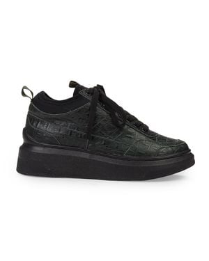 Suzanne Rae Lace Up W/ Neoprene Sneakers - Black