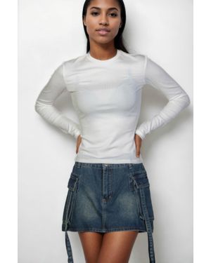 TRUEDAMES Ribbed Round Neck Long Sleeve Top - Gray