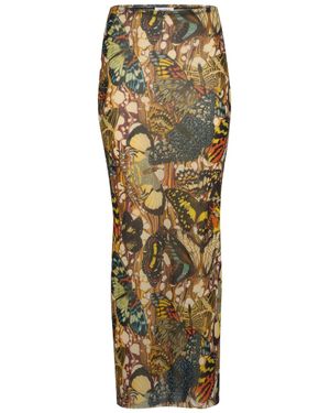 Jean Paul Gaultier Printed Maxi Skirt - Metallic