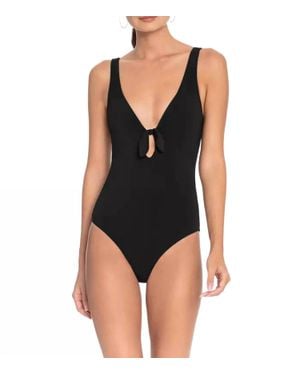 Robin Piccone Ava Tie Front One-Piece Swimsuit - Black