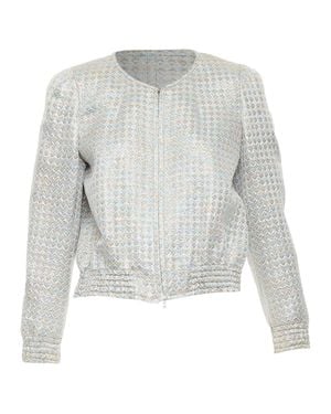 Dries Van Noten 2017 Geometric Jacquard Crop Jacket Fr40 L - Gray