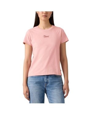 Levi's Perfect T-Shirt Logo Print Crew Neck Short Sleeve Pall458 - Red