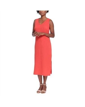 Briggs New York V Neck Midi Dress - Red