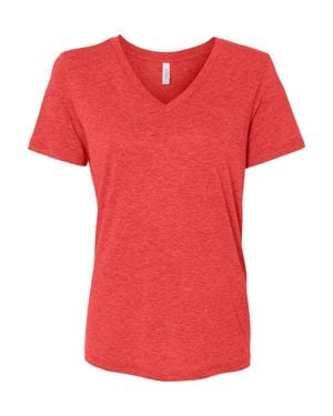 Bella Canvas Relaxed Triblend Short Sleeve V-Neck Tee - Red