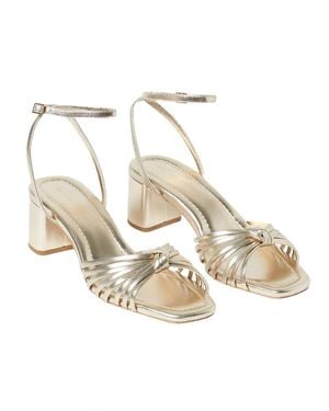 Loeffler Randall Olivia Leather Knot Mid Heel Sandal - White