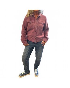 Threads For Thought Abbey Fleece Button Down Mineral Wash Jacket - Red