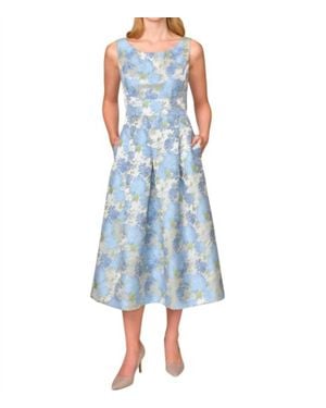 Bigio Collection Bateau Jacquard Dress - Blue