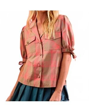 Hunter Bell Day Glow Check Landon Top - Red