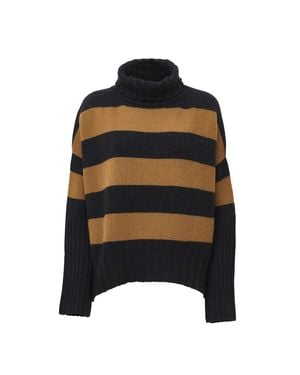 Be You Long-Sleeve Striped Turtleneck Sweater - Black