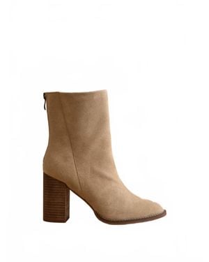 Oasis Society The Maxine Minimal Suede Heel Fall Bootie - White
