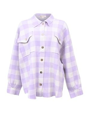 Maje Michael Checkered Shirt Jacket - Purple