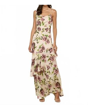 L'Agence Viola Silk Cowl-Neck Gown - Metallic