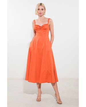 TRUEDAMES Oceanic Opulence Woven Midi Dress - Orange