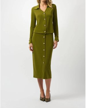 Joseph Ribkoff Moss Crepe Pull-On Pencil Midi Skirt - Green