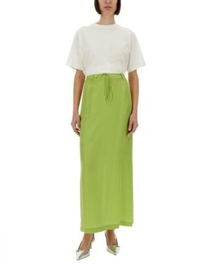 Alysi Long Silk Skirt - Green