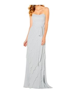Cameron Blake Strapless Chiffon A-Line Gown - White