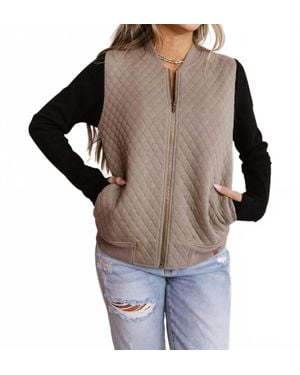 Ampersand Ave Quilted Bomber Jacket - Brown
