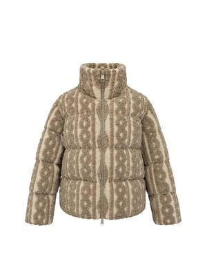 Herno Jacquard Padded Canvas Down Jacket - Natural