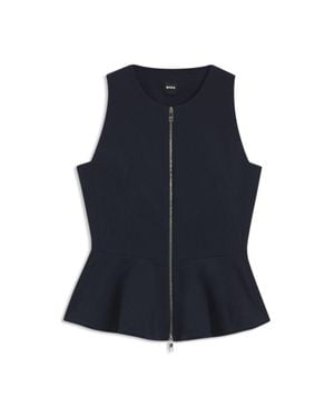 BOSS Slim-Fit Vest With Peplum Hem - Blue