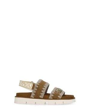 Mou Bio Suede Stitch Details Sandals - Multicolor