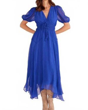 MINKPINK Lily Hanky Hem Midi Dress - Blue