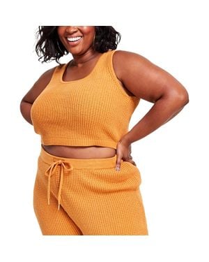 Nina Parker Plus Crochet Sleeveless Tank Top Sweater - Orange