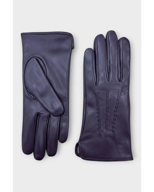 Infinity Leather Italian Leather Soft Wool Lining Winter Stitch Line Design Driving Gloves - Blue