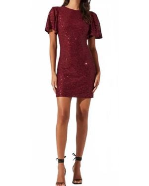Astr Sequin Cocktail Conversation Dress - Red