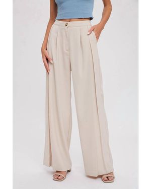 Bluivy Pintuck Wide Leg Pants - Natural