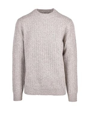 AT.P.CO Ribbed Knit Crewneck Sweater - Gray