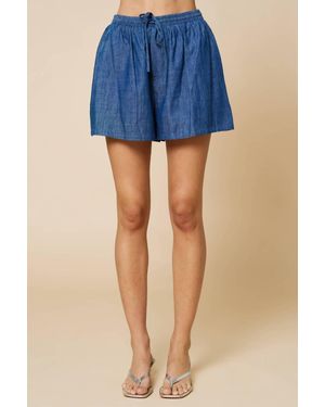 Lalavon Elastic Waist Shorts - Blue