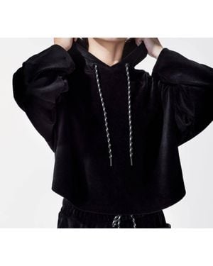 Michi Hygge Ribbed Crop Hoodie - Black