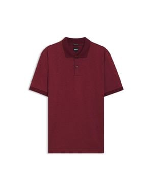 BOSS Mercerized-Cotton Polo Shirt With Two-Tone Monograms - Red