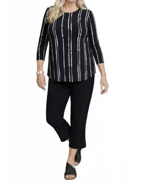 Sympli 3/4 Sleeve Go To Classic Print T Relax Top - Black