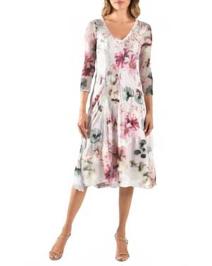 Komarov Floral Print Charmuese Dress - Multicolor
