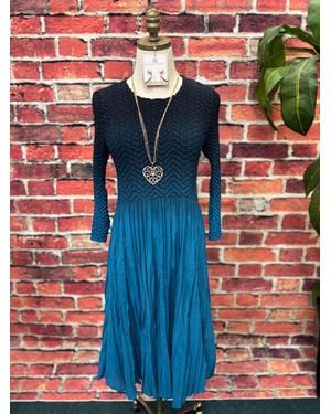 Vanity Couture What Day Is It Long Sleeve Midi Dress - Blue