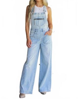 Hidden Jeans Dylan A-Line Super Wide Leg Overalls - Blue