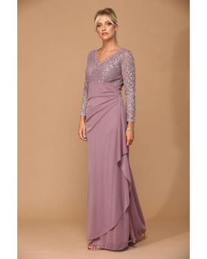TRUEDAMES Mother Of The Bride Lace Long Gown - Blue