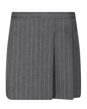 Pinko Giunco Pinstriped Flared Tailored Mini Skirt - Gray
