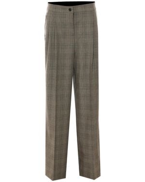 Pinko Straight-Leg Tailored Pants With Classic Plaid Design - Gray