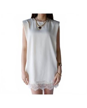 Luvee Peyton Lace Trim Mini Dress - Gray