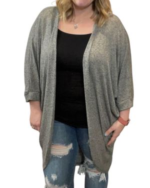 She + Sky Long Rounded Hem Cardigan - Black